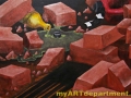 Exterior Crashed Wall Mural - Brick Detail
