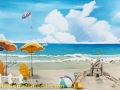 Girl's Bedroom Beach Mural - Left Side