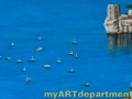 Hand Painted Positano Italy Mural - Fishing Boat Detail